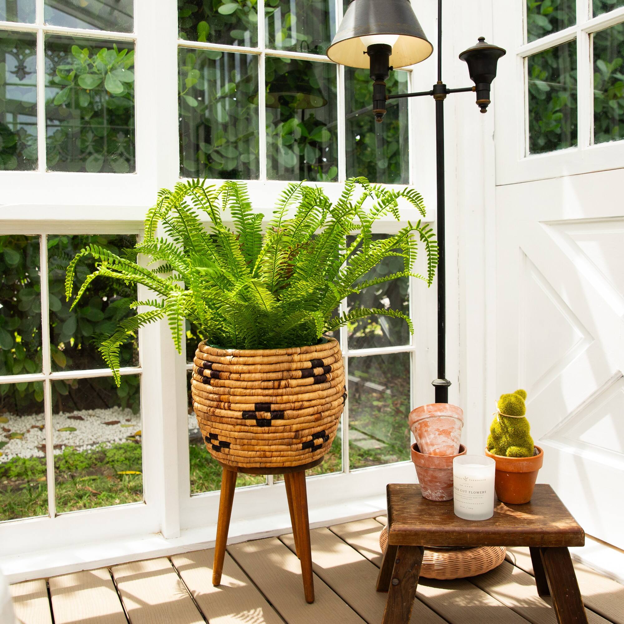 27in. UV Resistant Artificial Boston Fern Plant with Real Touch Leaves (Indoor/Outdoor)